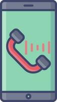 Phone call symbol on smartphone screen icon in flat style. vector