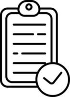 Check Document Paper on Clipboard icon in thin line art. vector