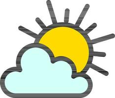 Cloud with Sun icon in yellow and blue color. vector