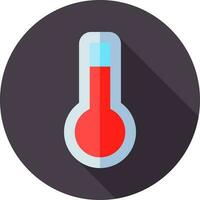 Thermometer icon in red color on purple circle background. vector