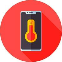 Thermometer in smartphone screen icon in blue and orange color. vector
