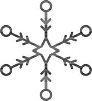 negro línea Arte copo de nieve icono en plano estilo. vector