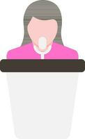 Woman Speaking on stage icon in flat style. vector