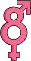 Creative 8 Number with Equal Gender Symbol icon in Pink color. vector