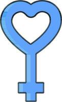 Blue Female Symbol in Heart shape icon. vector