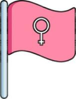 Female Symbol on Flag icon in Pink color. vector