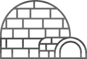 Black Line Art Igloo Icon in Flat Style. vector