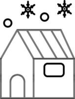 Snow Falling with House Icon in Flat Style. vector