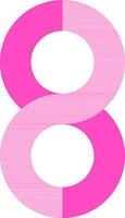 Flat style 8 digit number icon in pink color. vector