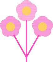 Flat style Flowers icon in yellow and pink color. vector