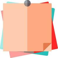 Pinned colorful blank paper or sticky notes icon in flat style. vector