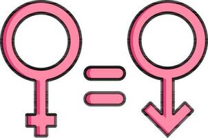 Equal Male and Female Symbol icon in Pink color. vector