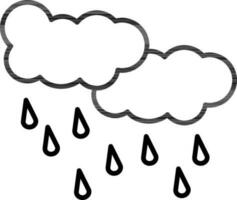 Illustration of Rain Clouds Icon in Thin Line Art. vector