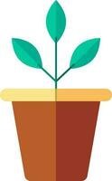 Leaf plant icon in green and brown color. vector