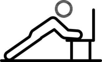 Line art Human doing push up with chair icon in flat style. vector