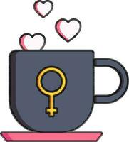 Loving Drink Cup with Female Symbol icon in flat style. vector