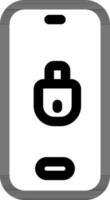 Flat style Mobile lock icon in line art. vector