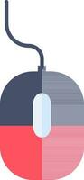 Mouse with Cable Icon in blue and red color. vector