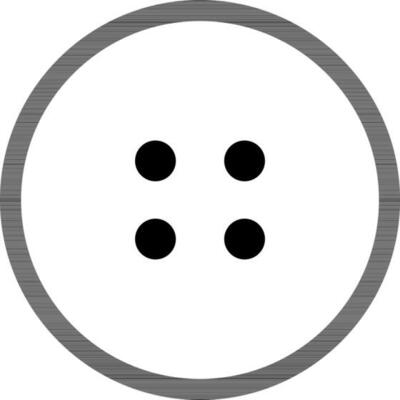Black line art illustration of Sewing button icon.