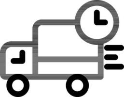 Black line art illustration of Transport delivery time icon. vector