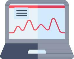 Analysis Wave on Laptop Screen icon in blue and red color. vector