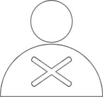 Character of man with rejected sign. vector