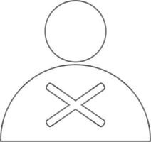 Character of man with rejected sign. vector