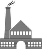 Flat style factory in black and white color. vector