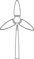 Black line art windmill on white background. vector