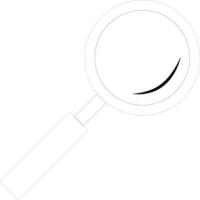 Magnifying glass in black line art. vector