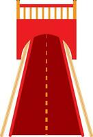 Tunnel with road in red and orange color. vector