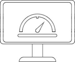 Illustration of laptop acceleration in black line art. vector