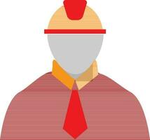 Character of faceless man wearing engineer cap. vector