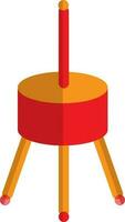 Flat style spindle in orange and red color. vector