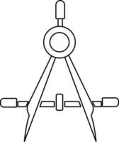 Compass in black line art. vector