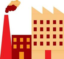 Red and orange factory in flat style. vector