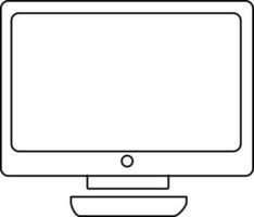 Computer screen in blac line art. vector