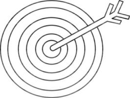 Black line art target arrow with bullseye. vector