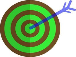 Blue target arrow with bullseye in green and brown color. vector