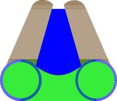 Brown and green binoculars. vector