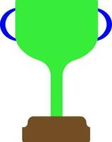 Isolated trophy cup in green and brown color. vector