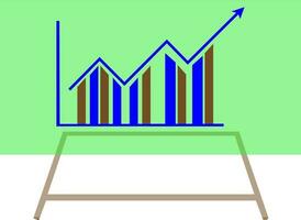 Graph presenting on green board. vector