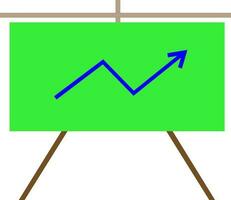 Blue graph arrow presenting on green board. vector