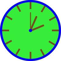 Illustration of a wall clock in green, blue and brown color. vector