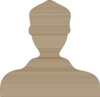 Character of a faceless man in brown color. vector