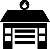 Isolated fire station building in black color. vector