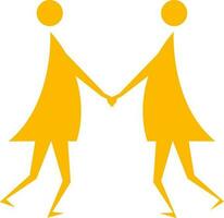Yellow color icon of people holding hand of each other. vector