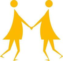 Yellow color icon of people holding hand of each other. vector