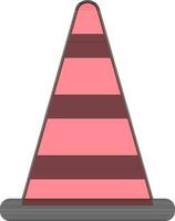 Isolated traffic cone in red and black color. vector