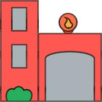 Fire station structure in flat style. vector